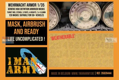 OMA35GEN444 1:35 1Man Army Masks: Wehrmacht Armor - Turret Numbers Stencil (5 Fonts / 4 Heights / 7.4-10.8mm)