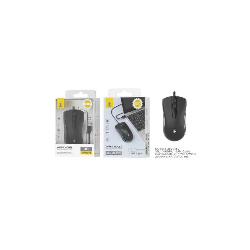 Wired Mouse-1000 DPI-1.35M- NG6045- Black