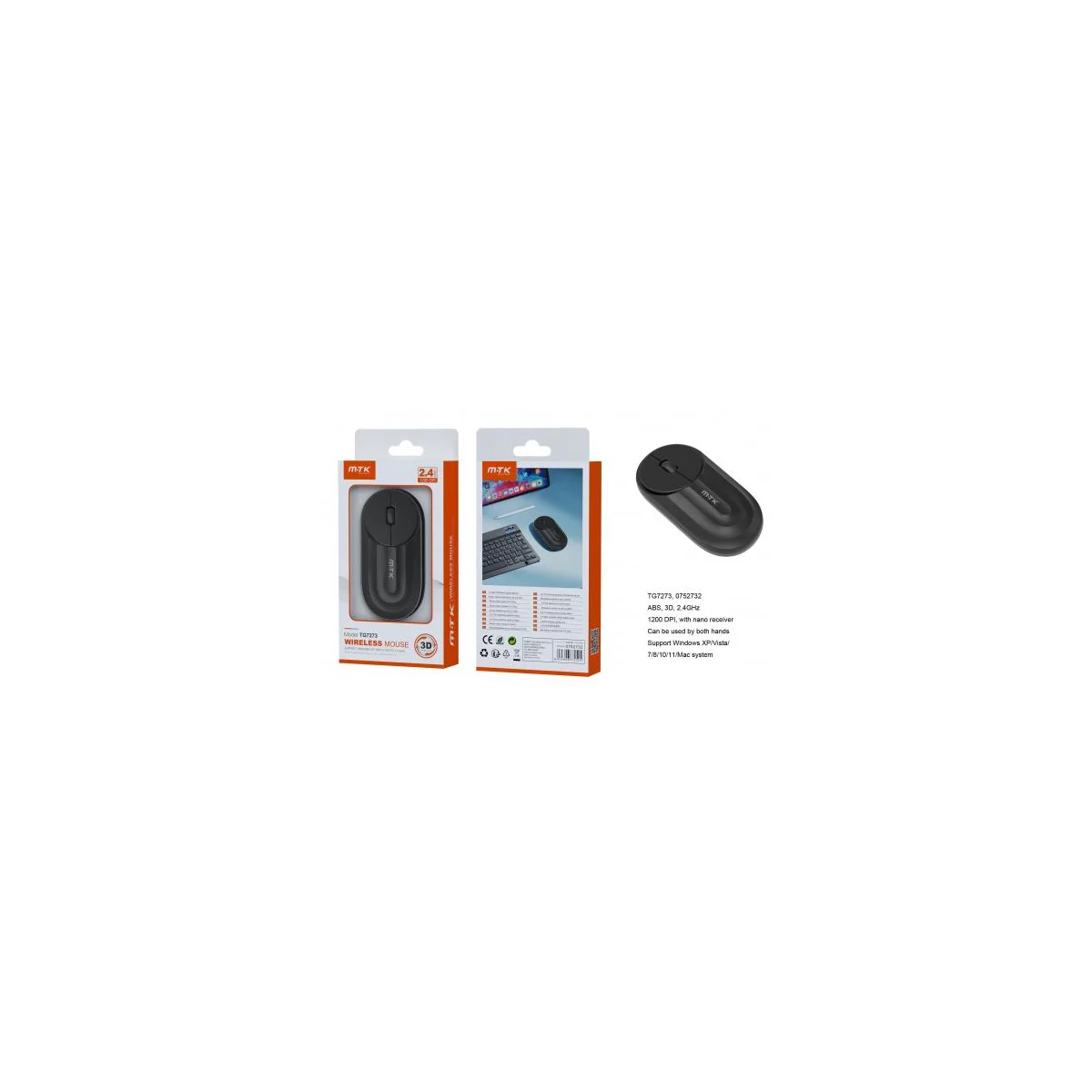Wireless Mouse 1200DPI - 2.4Ghz - TG7273 - Black