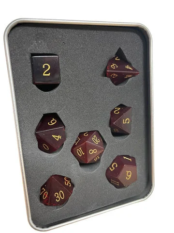 Critical Hit Collectibles Cymophanite Purple Set of 7 Gemstone Polyhedral Dice w/ Gold Numbers for D20 Based RPG's - Critical Hits