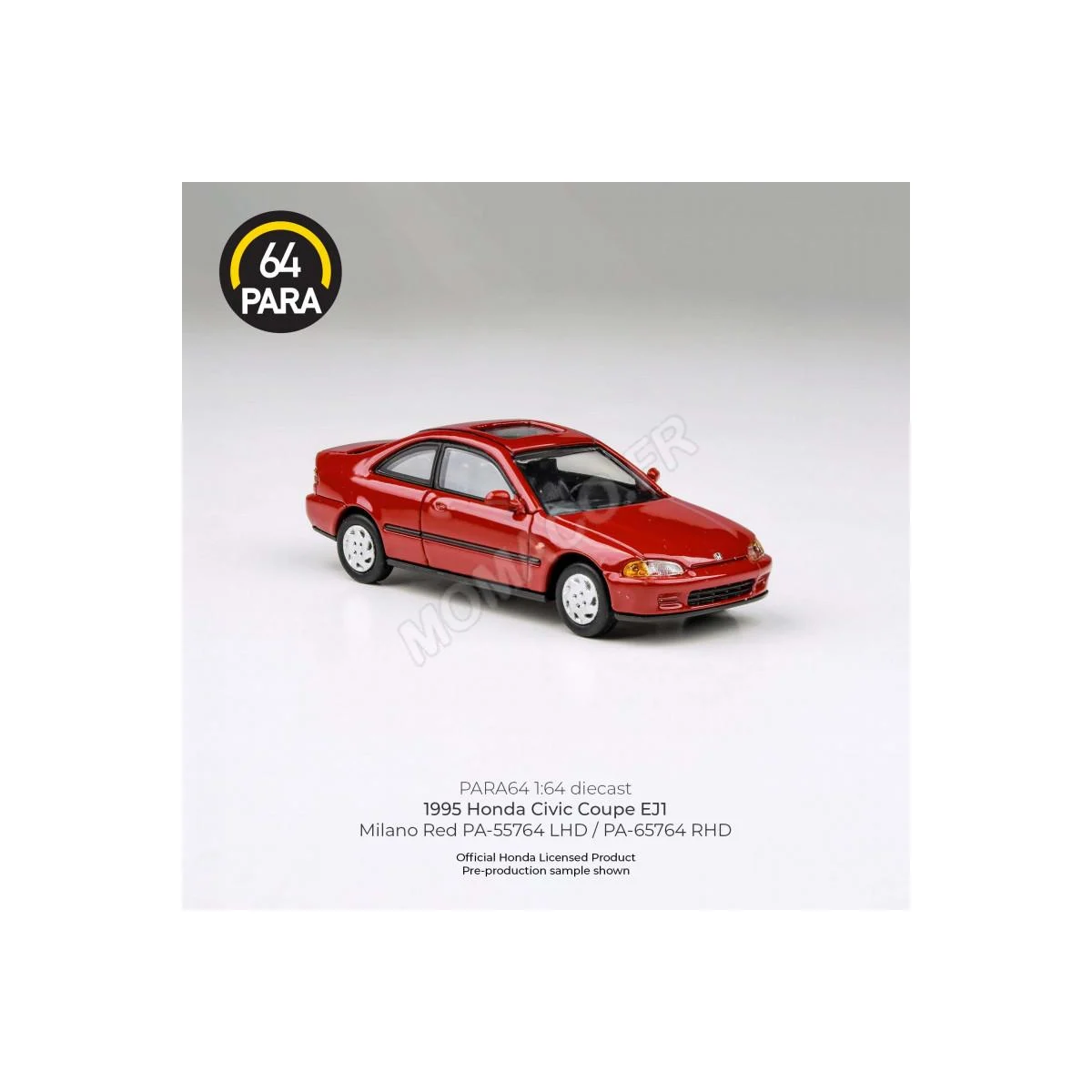 Honda civic coupe ej1 1995 red "milano red" (lhd) Die cast - PARA64