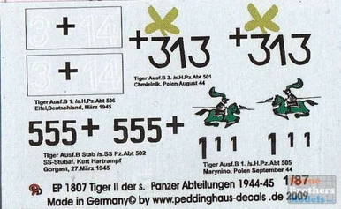 PDH1807 1:87 Peddinghaus Decals - Tiger II of s.SS.Pz. Abteilung 501 1944
