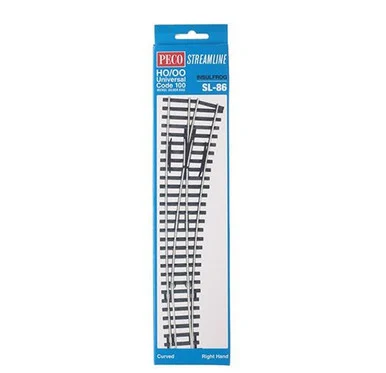 PECO SL-86 HO Code 100 Right Hand Double Curved Insulfrog
