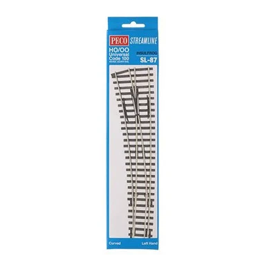 PECO SL-87 HO Code 100 Left Hand Double Curved Insulfrog