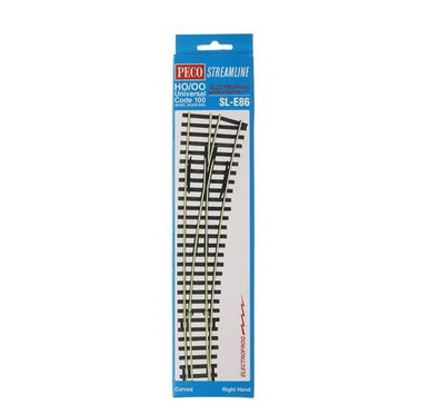 PECO SL-E86 HO Code 100 Double Curved Right Turnout Electrofrog