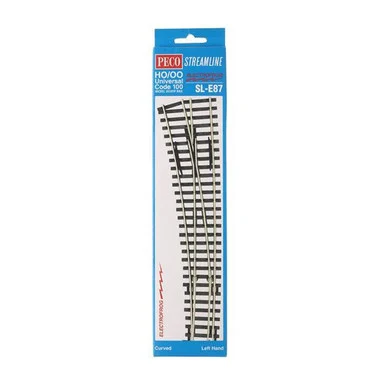 PECO SL-E87 HO Code 100 Double Curved Left Turnout Electrofrog