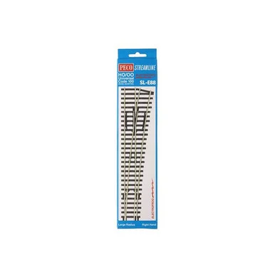 PECO SL-E88 HO Code 100 Large Radius Right Hand Turnout Electrofrog