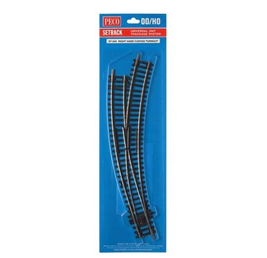 PECO ST-244 HO Setrack Code 100 Right Hand Curved Turnout