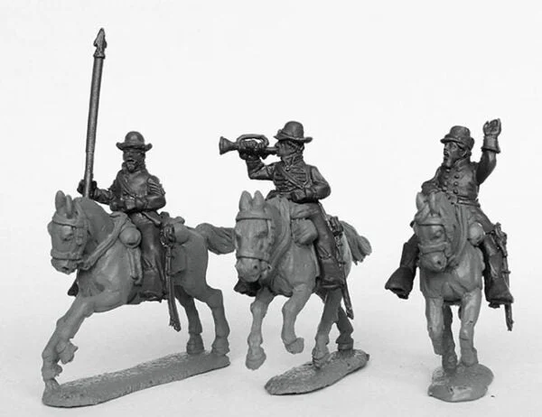 Perry Miniatures Union Cavalry Command In Whipple Cap Hats Galloping 28mm Scale Model Metal Figures