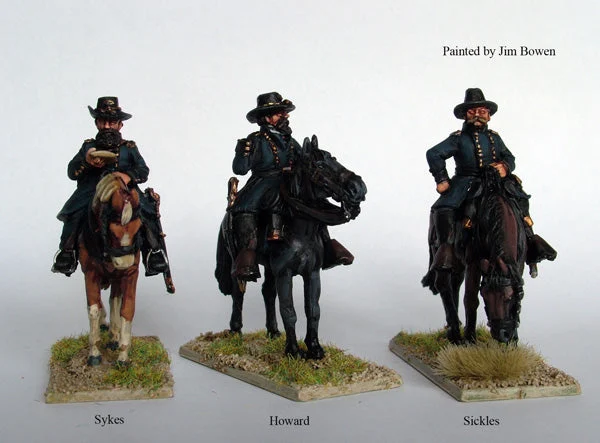 Perry Miniatures American Civil War Union Mounted Commanders (Sykes, Howard, Sickles), 28mm Scale Metal Figures