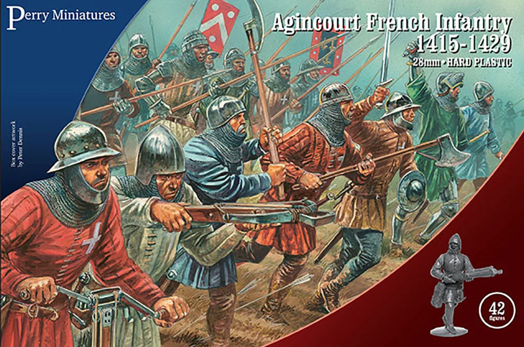 Perry Miniatures Agincourt French Infantry 1415–1429 28mm Plastic Model Figures (42 Unpainted Miniatures)