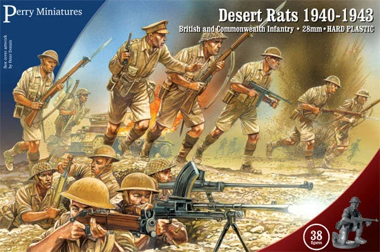 Perry Miniatures British & Commonwealth Infantry “Desert Rats” 1940–1943 28mm Scale Plastic Figures
