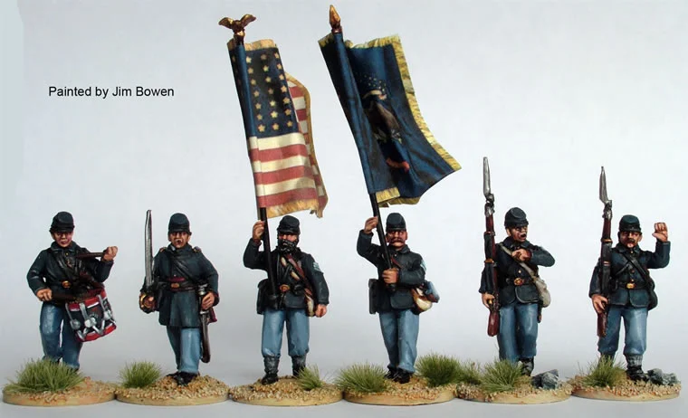 American Civil War Union Infantry Command Advancing 28mm Scale Metal Figures - Perry Miniatures