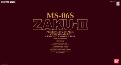 Bandai 5064229 MS-06S Zaku II Principality of Zeon Char Aznables Customize Mobile Suit PG 1/60 Scale Model Kit