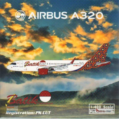 PHX11655 1:400 Phoenix Model Batik Air Airbus A320 Reg #PK-LUT (pre-painted/pre-built)
