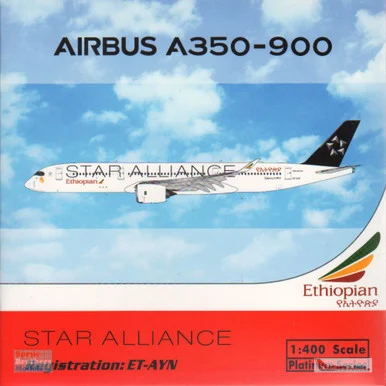 PHX11725 1:400 Phoenix Model Ethiopian A350-900 Reg #ET-AYN 'Star Alliance' (pre-painted/pre-built)