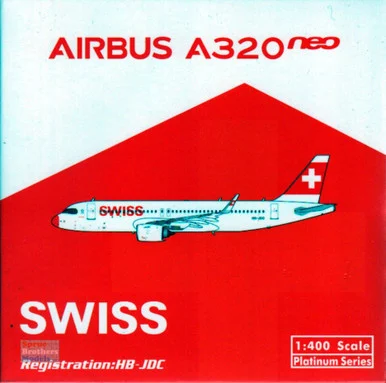 PHX11784 1:400 Phoenix Model Swiss Airbus A320neo Reg #HB-JDC (pre-painted/pre-built)