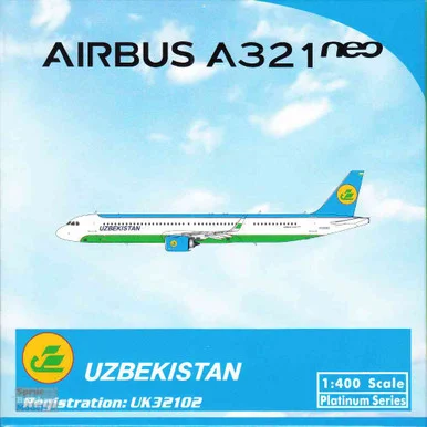 PHX11838 1:400 Phoenix Model Uzbekistan Airways Airbus A321neo Reg #UK32102 (pre-painted/pre-built)