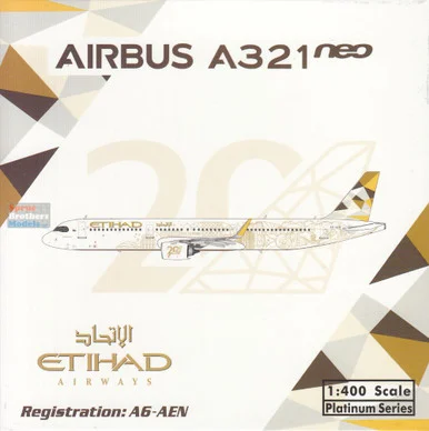 PHX11924 1:400 Phoenix Model Eithad Airbus A321neo Reg #A6-AEN 20th Anniversary (pre-painted/pre-built)