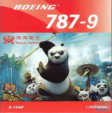 PHX1556 1:400 Phoenix Model Hainan Airlines Boeing 787-9 REG #B-1540 "Kung Fu Panda 3" (pre-painted/pre-built)