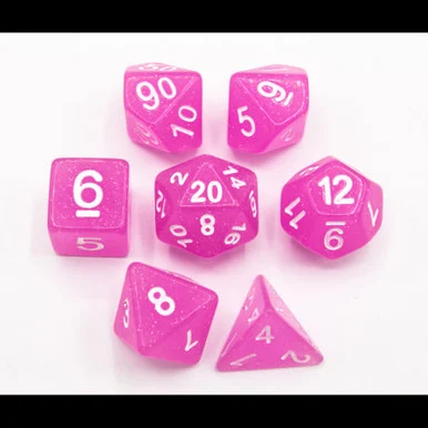 Critical Hit Collectibles Pink Set of 7 Jelly Polyhedral Dice w/ White Numbers for D20 Based RPG's - Critical Hits