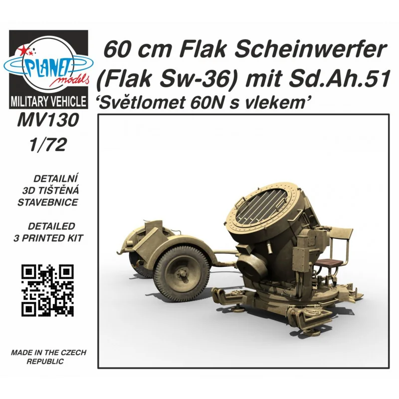60 cm Flak Scheinwerfer (Flak Sw-36) mit Sd.Ah.51 / Světlomet 60N s vlekem 1/72 Model kit