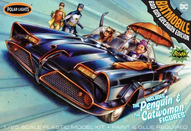 1/25 Polar Lights 1966 Batmobile w/Catwoman & Penguin Figures Plastic Model Kit
