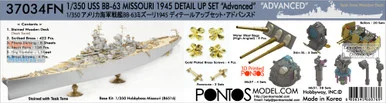 PONF37034FN 1:350 Pontos Model Advanced Detail Set - USS Missouri BB-63 1945 with Teak Tone Wooden Deck (HBS kit)