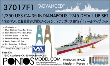 PONF37017 1:350 Pontos Model Detail Up Set - USS Indianapolis CA-35 1945 "Advanced" (ACA kit)