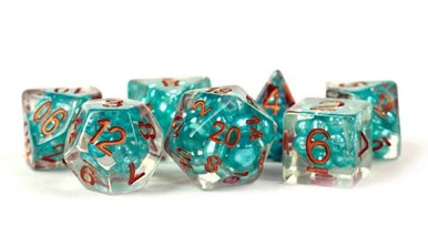 Metallic Dice Games 690 16mm Pearl Resin Polyhedral Teal /Copper Dice Set