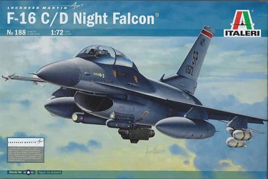 Italeri 0188 F-16C/D Night Falcon Fighter 1/72 Scale Model Kit