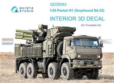 QTSQD35063 1:35 Quinta Studio Interior 3D Decal - Pantsir-S1 (Greyhound SA-22) (TRP kit)