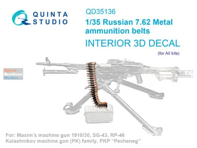 QTSQD35136 1:35 Quinta Studio 3D Decal - Russian 7.62mm Metal Ammunition Belts