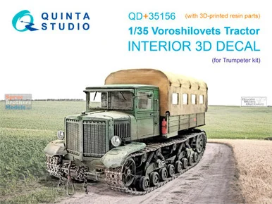 QTSQD35156R 1:35 Quinta Studio 3D Decal - Voroshilovets Tractor + Resin (TRP kit)