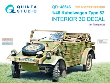 QTSQD48546R 1:48 Quinta Studio 3D Decal + Resin - Kubelwagen Type 82 (TAM kit)