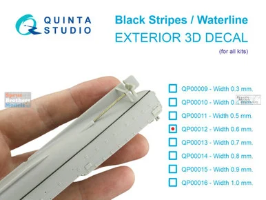 QTSQP00012 Quinta Studio 3D Decal - Black Stripes/Waterline for Ships and Submarines (Width 0.6mm)