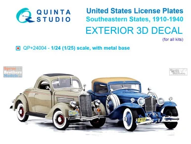 QTSQP24004R 1:24 Quinta Studio 3D Decal - US License Plates: Southeastern States 1910-1940