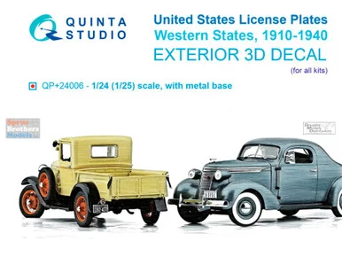 QTSQP24006R 1:24 Quinta Studio 3D Decal - US License Plates: Western States 1910-1940
