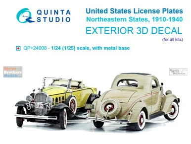 QTSQP24008R 1:24 Quinta Studio 3D Decal - US License Plates: Northeastern States 1910-1940