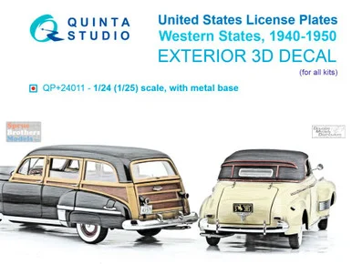QTSQP24011R 1:24 Quinta Studio 3D Decal - US License Plates: Western States 1940-1950