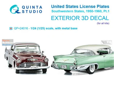 QTSQP24016R 1:24 Quinta Studio 3D Decal - US License Plates: Southwestern States Part 1 1950-1960