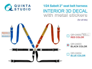 QTSQR24003R 1:24 Quinta Studio 3D Decal - Sabelt 2"Seat Belt Harness (black) with Metal Buckles