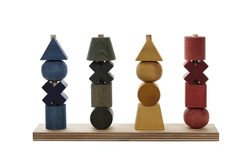 Rainbow Colored XL Wood Stacking Toy - Wooden Story