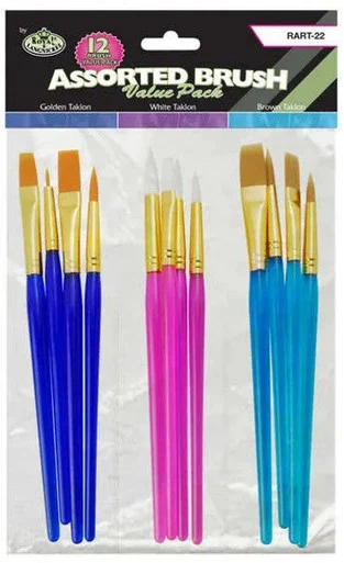 Royal & Langnickel 64138: Assorted Taklon Brushes 12Pc