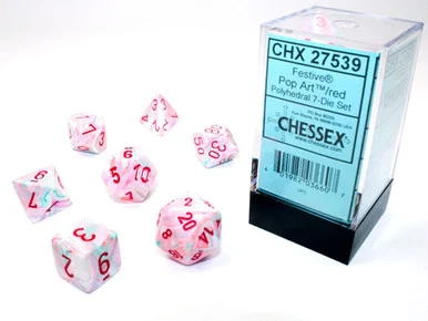 27539 - Festive® Pop Art Red Polyhedral 7 die set