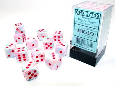 27739 - Festive® Pop Art Red 16mm d6 Dice Block (12)