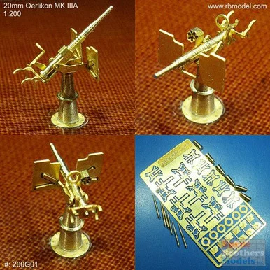 RBM200G01 1:200 RB Model 20mm Oerlikon Mk.IIIA Anti Aircraft Gun