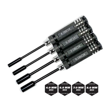 Racers Edge RCE7220 Metric Nut Driver Set w/ Black Handles 4 Piece