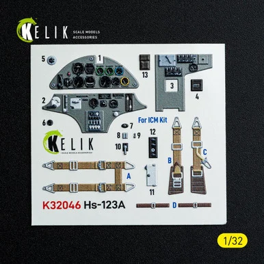 1/32 Reskit Hs-123A-1 - interior 3D decals for ICM kit