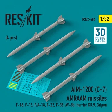 1/32 Reskit L5AIM-120C (C-7) AMRAAM missiles (4 pcs) (3D Printed) (1/32)